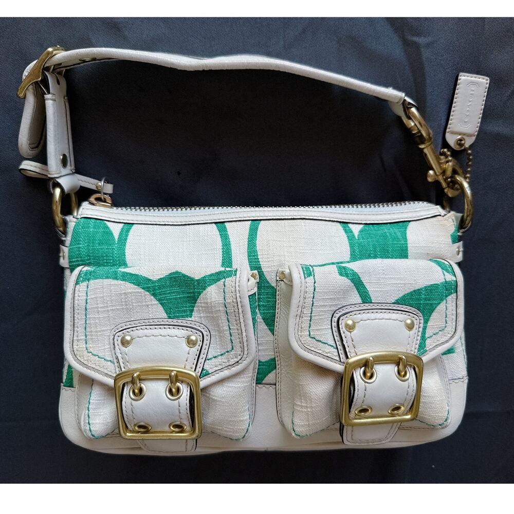 Coach Legacy Signature Canvas Leather Shoulder Bag 10823